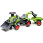 FALK Traktorek Jeździk Baby Claas z Koparką Łyżką i Przyczepą - 001