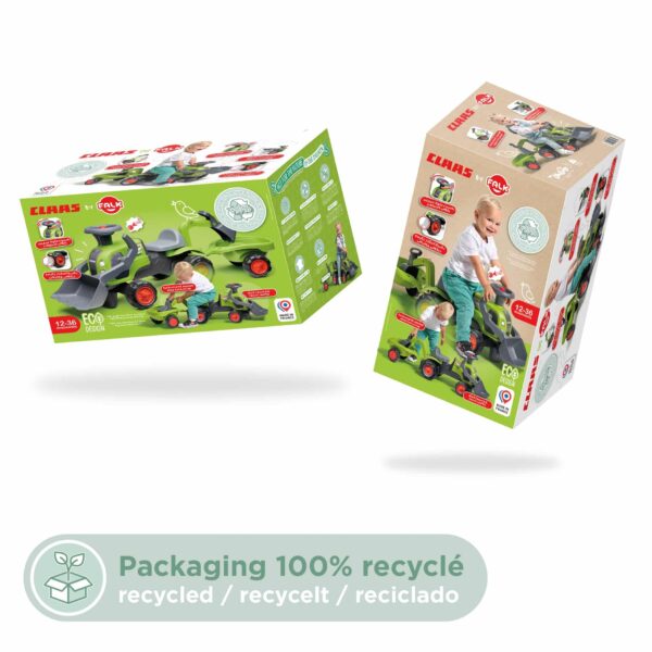 FALK Traktorek Jeździk Baby Claas z Koparką Łyżką i Przyczepą