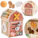 TOOKY TOY Drewniana Stodoła Aktywności Sorter Liczydło Montessori - 001