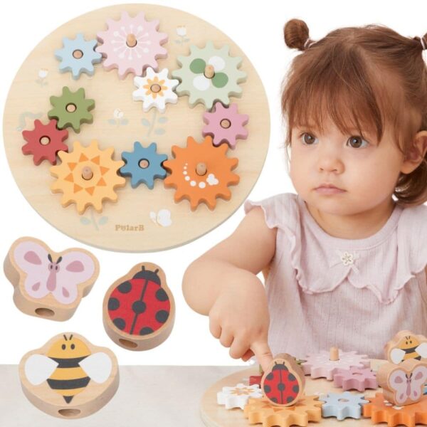 Edukacyjne koła zębate drewniana układanka Montessori - PolarB - 001