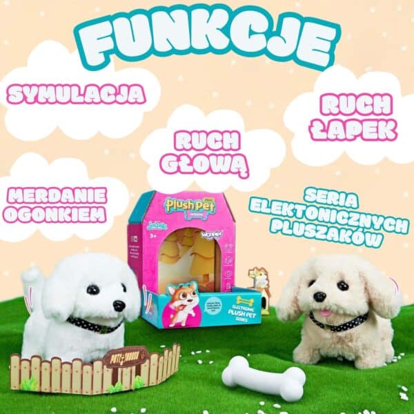 WOOPIE Piesek Interaktywny Pluszak z Kością Bichon Golden Retriever - 007