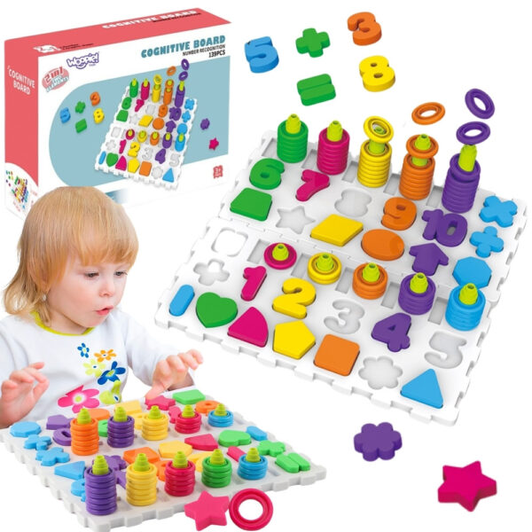 WOOPIE Układanka Montessori Sorter Trening Mózgu Literki Cyferki 139 el - 003