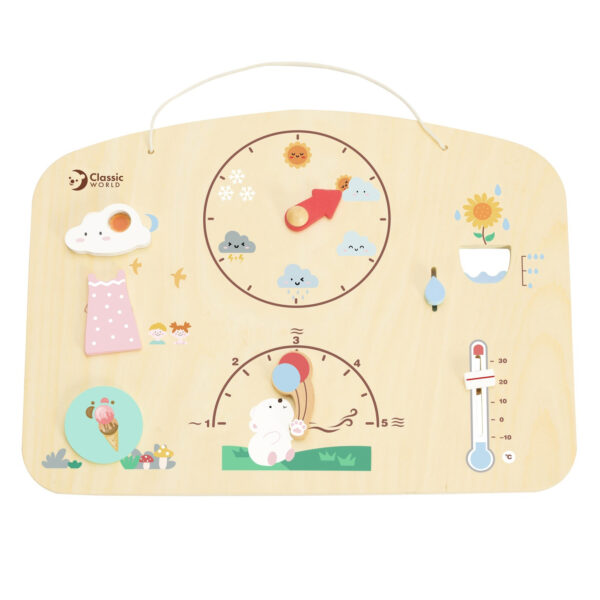 CLASSIC WORLD Tablica Edukacyjna Barometr Nauka dla Dzieci Stacja Pogodowa Wiatr Temperatura 9 el. - 003