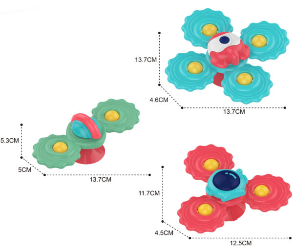WOOPIE BABY Gryzak Spinner Wirujący z Przyssawką Zestaw 3 szt - 010