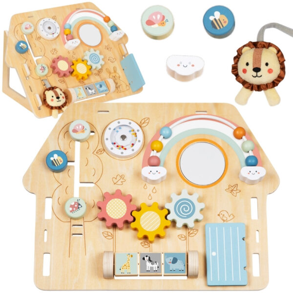 TOOKY TOY Duża Drewniana Tablica Manipulacyjna Domek - Centrum Aktywności - 001 TOOKY TOY Duża Drewniana Tablica Manipulacyjna Domek - Centrum Aktywności - 001