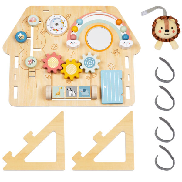 TOOKY TOY Duża Drewniana Tablica Manipulacyjna Domek - Centrum Aktywności - 007