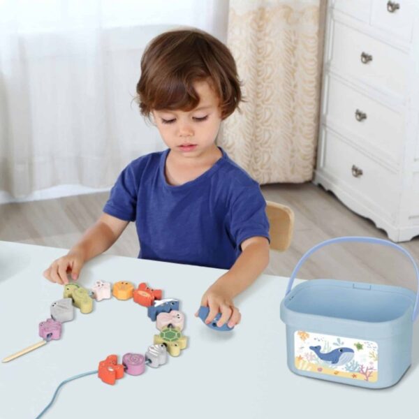 Drewniany zestaw morski łowienie ryb wieża balansująca 23 el. - Tooky Toy - 003