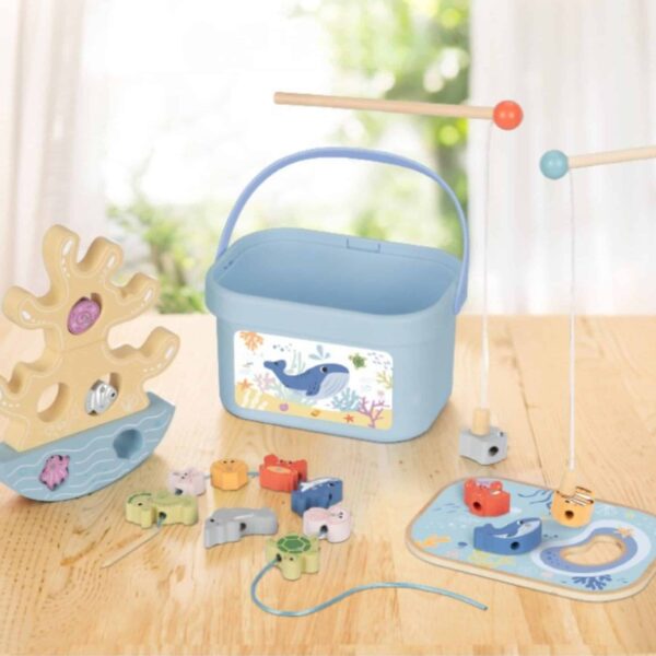 Drewniany zestaw morski łowienie ryb wieża balansująca 23 el. - Tooky Toy - 004