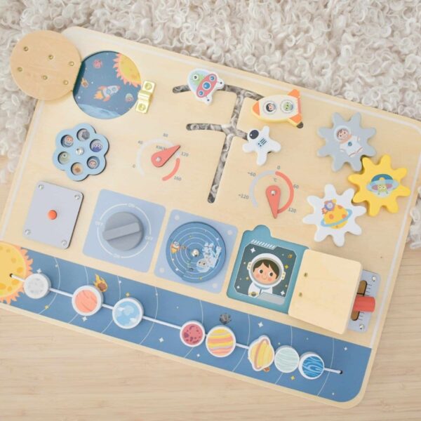 TOOKY TOY Drewniana Tablica Edukacyjna Montessori Astronauta Statek Kosmiczny - 003