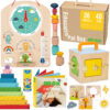 Tooky Toy Edukacyjne Pudełko Montessori Układanka Liczydło Tablica Pogody 6w1 od 3 Lat - 001