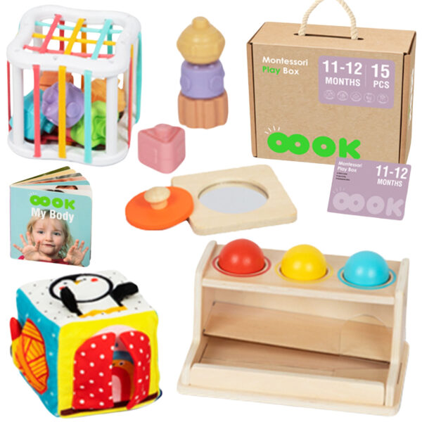 TOOKY TOY Box Pudełko XXL Montessori Edukacyjne 5w1 Sensoryczne 11-12 Mies - 001
