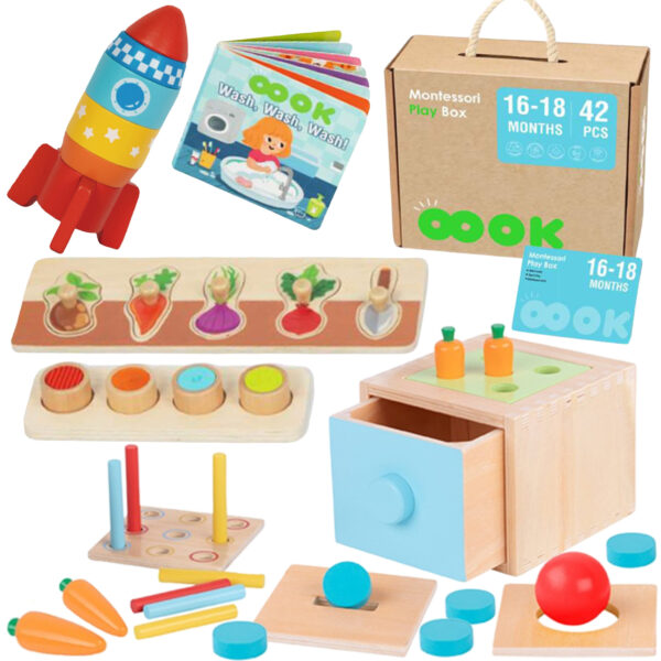 TOOKY TOY Box Pudełko XXL Montessori Edukacyjne 7w1 Sensoryczne 16-18 Mies. - 001