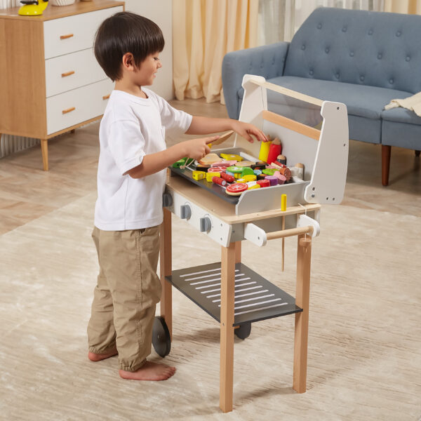 VIGA Duży Drewniany Grill dla Dzieci + 47  Akcesoriów - 002