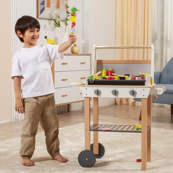 VIGA Duży Drewniany Grill dla Dzieci + 47  Akcesoriów - 005