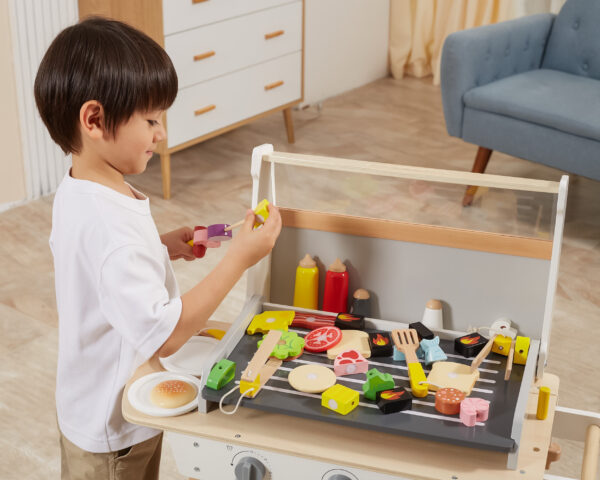 VIGA Duży Drewniany Grill dla Dzieci + 47  Akcesoriów - 006