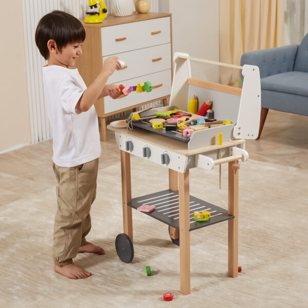 VIGA Duży Drewniany Grill dla Dzieci + 47  Akcesoriów - 007