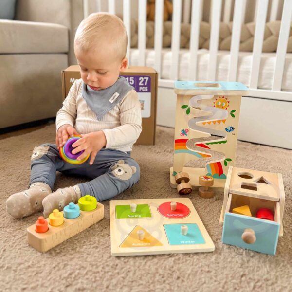WOOPIE GREEN Pudełko Box 6w1 13-15m Montessori Edukacyjne Sensoryczne FSC - 002