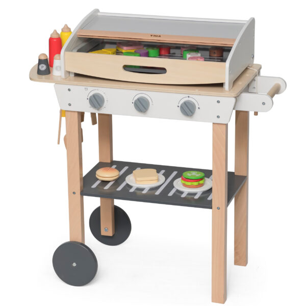 VIGA Duży Drewniany Grill dla Dzieci + 47  Akcesoriów - 008