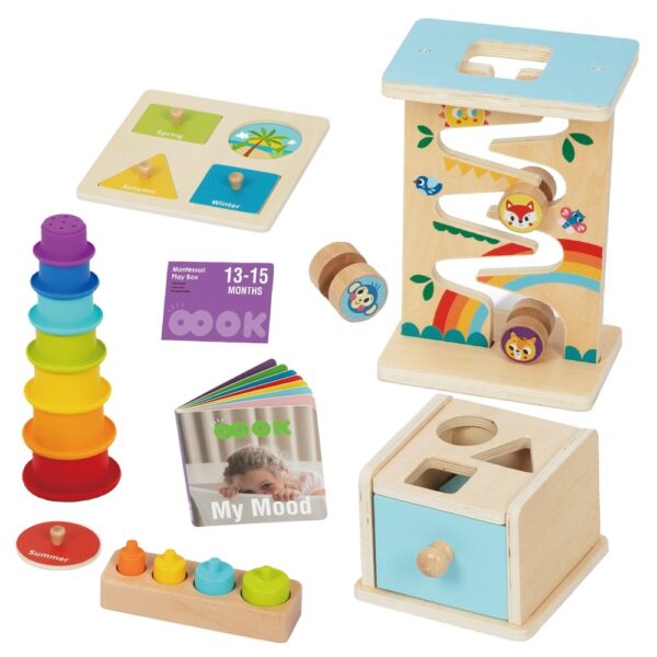 WOOPIE GREEN Pudełko Box 6w1 13-15m Montessori Edukacyjne Sensoryczne FSC - 006
