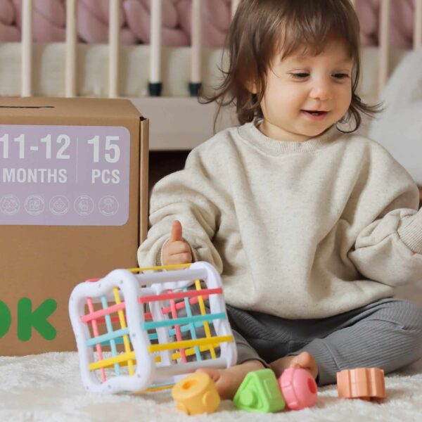 WOOPIE GREEN Pudełko Box 5w1 Montessori Edukacujny 11-12M FSC - 006