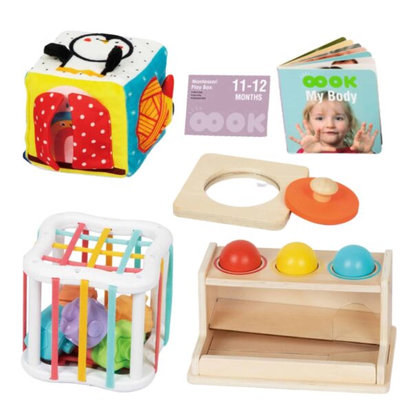 WOOPIE GREEN Pudełko Box 5w1 Montessori Edukacujny 11-12M FSC - 008