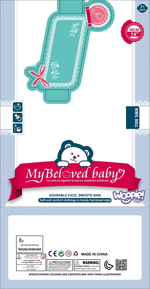 Lalka bobas 36 cm z misiem i akcesoriami do karmienia 3+ - WOOPIE ROYAL - 016