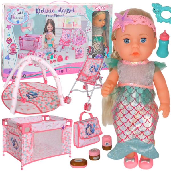 WOOPIE ROYAL Lalka Bobas 36 cm Syrenka Interaktywna Zestaw XXL Opiekunka 18w1 - 001