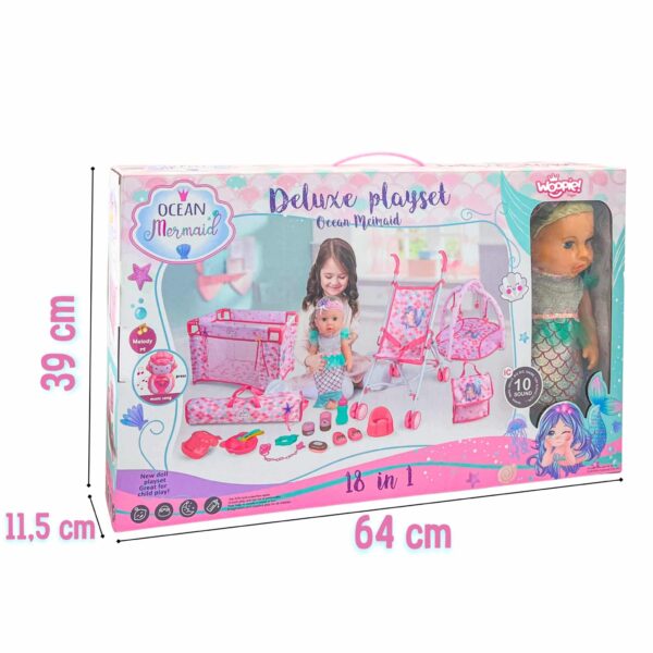 WOOPIE ROYAL Lalka Bobas 36 cm Syrenka Interaktywna Zestaw XXL Opiekunka 18w1 - 013