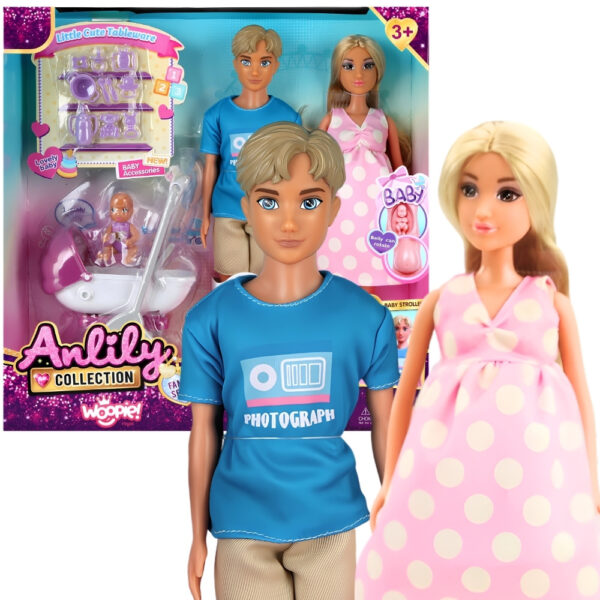 WOOPIE ROYAL Zestaw Lalek Rodzina Lily w Ciąży Tata Niemowlak Wózek Akcesoria - 001 WOOPIE ROYAL Zestaw Lalek Rodzina Lily w Ciąży Tata Niemowlak Wózek Akcesoria - 001