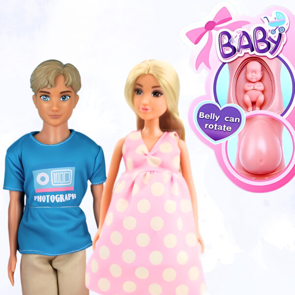 WOOPIE ROYAL Zestaw Lalek Rodzina Lily w Ciąży Tata Niemowlak Wózek Akcesoria - 003