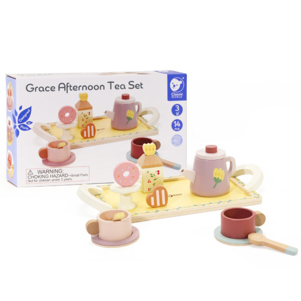 CLASSIC WORLD Drewniany Zestaw do Herbaty i Deserów 14 el. - 006