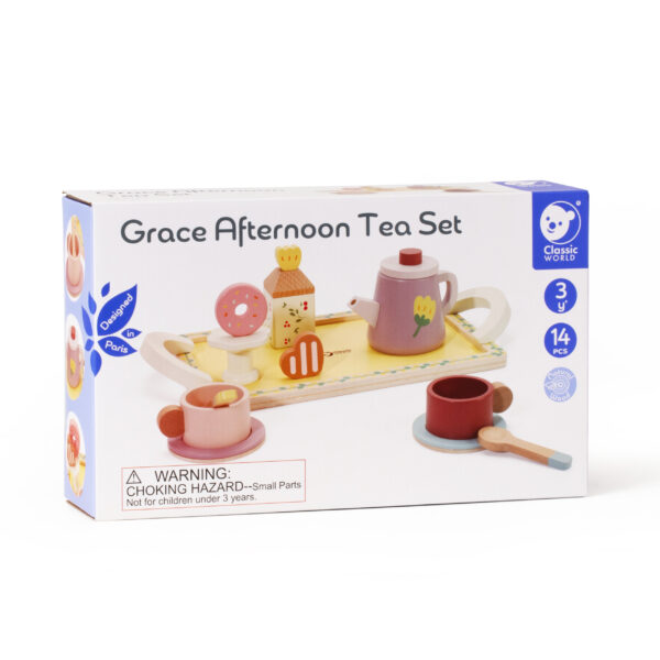 CLASSIC WORLD Drewniany Zestaw do Herbaty i Deserów 14 el. - 008