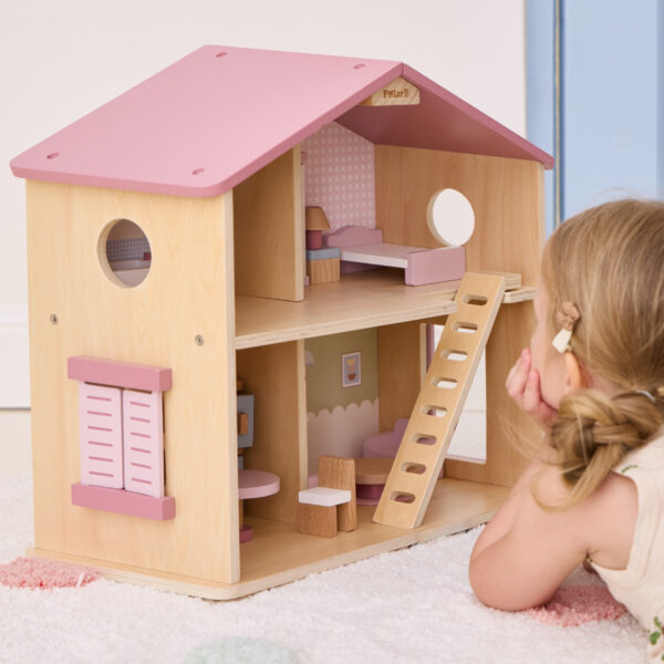 VIGA PolarB Duży Drewniany Domek dla Lalek 17 el. - 006