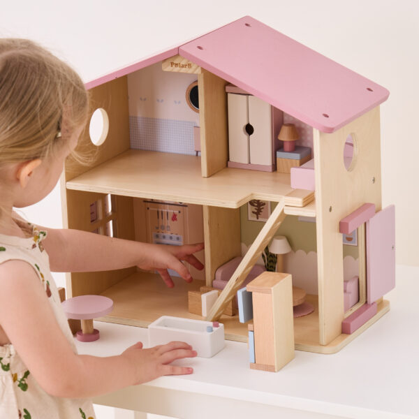 VIGA PolarB Duży Drewniany Domek dla Lalek 17 el. - 007