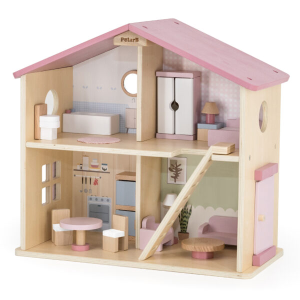 VIGA PolarB Duży Drewniany Domek dla Lalek 17 el. - 008
