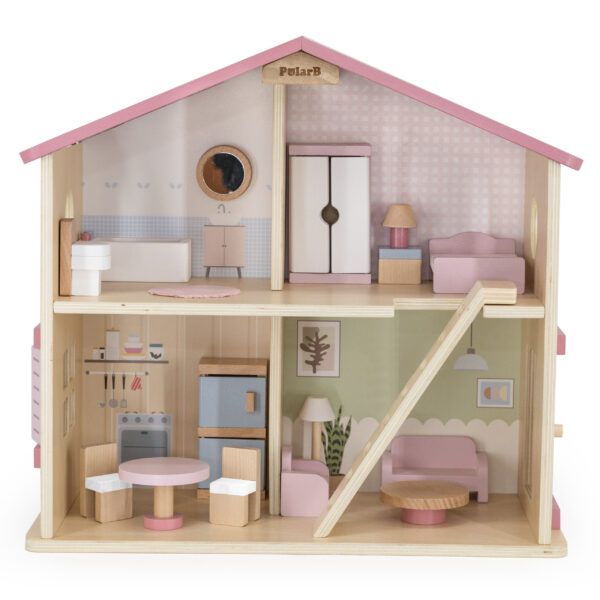 VIGA PolarB Duży Drewniany Domek dla Lalek 17 el. - 009