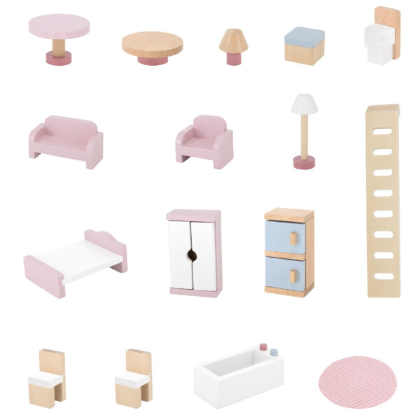 VIGA PolarB Duży Drewniany Domek dla Lalek 17 el. - 012