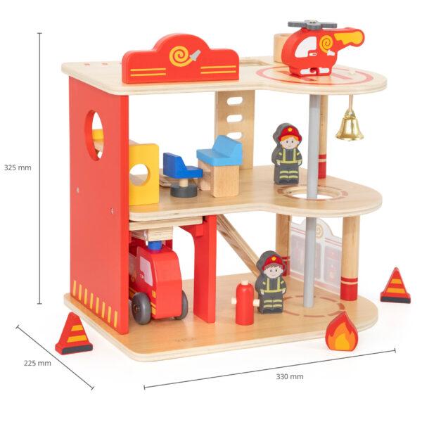 VIGA Drewniany Garaż Remiza Straży Pożarnej Zestaw 14 el - 016