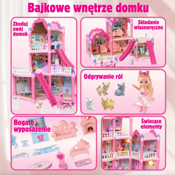 WOOPIE Domek dla Lalek Villa z Akcesoriami i Lalką Podświetlany 296el. - 003