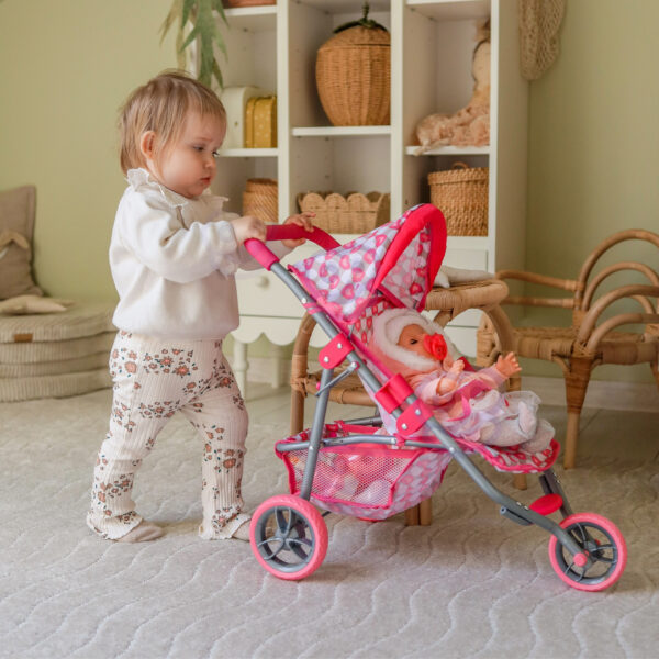 WOOPIE ROYAL Trójkołowa Spacerówka Wózek dla Lalek Serce Róż - 002