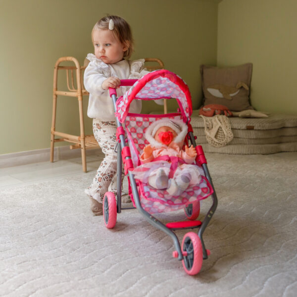 WOOPIE ROYAL Trójkołowa Spacerówka Wózek dla Lalek Serce Róż - 007