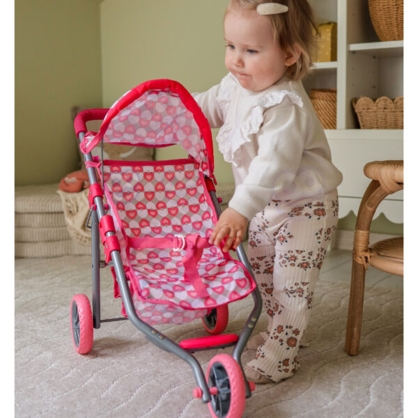 WOOPIE ROYAL Trójkołowa Spacerówka Wózek dla Lalek Serce Róż - 008