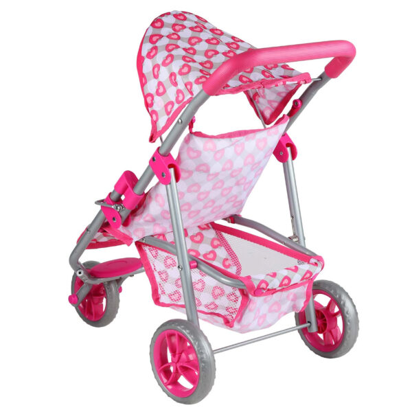 WOOPIE ROYAL Trójkołowa Spacerówka Wózek dla Lalek Serce Róż - 011