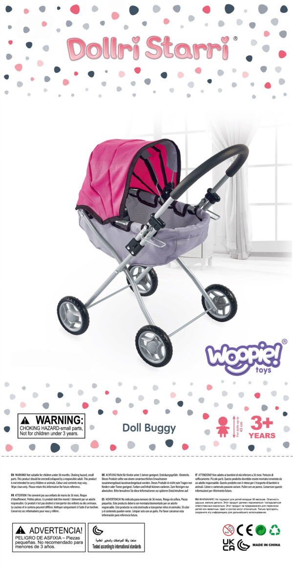 WOOPIE ROYAL Trójkołowa Spacerówka Wózek dla Lalek Serce Róż - 014