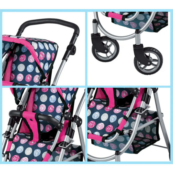 WOOPIE ROYAL Wózek dla Lalek Regulowane Siedzisko 4 Koła - 009