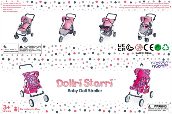 WOOPIE ROYAL Wózek dla Lalek Regulowane Siedzisko 4 Koła - 013