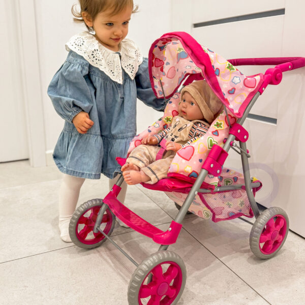 WOOPIE ROYAL Spacerówka Wózek dla Lalek Serca Kolorowe - 004