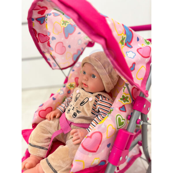WOOPIE ROYAL Spacerówka Wózek dla Lalek Serca Kolorowe - 005