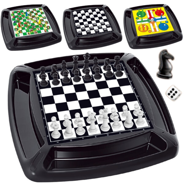 WOOPIE Zestaw 4w1 Gry Planszowe Warcaby, Szachy, Chińczyk, Drabiny i Węże - 001