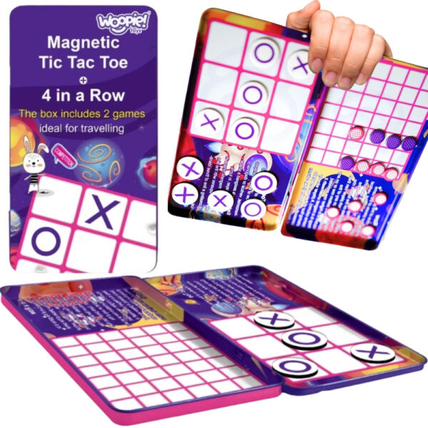 WOOPIE IQ Gra Strategiczna Magnetyczna 2w1 Kółko I Krzyżyk + Gra 4 w Lini MINI - 001